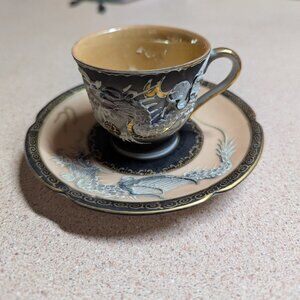 Hand-painted Tea Cup & Saucer.- Dragon